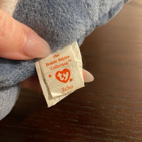 1996 Vintage Ty Beanie Baby Echo the Dolphin PVC Pellets Good Condition 9” long - Picture 6 of 9
